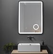 LUXURYBAIN - Miroir salle de bain LED 60x80cm avec cadre en aluminium noir et loupe grossissante x3 - vignette