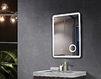 LUXURYBAIN - Miroir salle de bain LED 60x80cm avec cadre en aluminium noir et loupe grossissante x3 - vignette