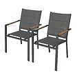 OVIALA - Lot de 2 chaises de jardin en aluminium et textilène gris - Ciotat - vignette