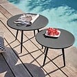 OVIALA - Lot de 2 tables basses de jardin en acier anthracite - Palavas - vignette
