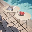 OVIALA - Lot de 2 tables basses de jardin en acier ivoire 50 cm - Palavas - vignette