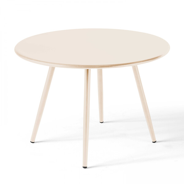OVIALA - Lot de 2 tables basses de jardin en acier ivoire 50 cm - Palavas - large