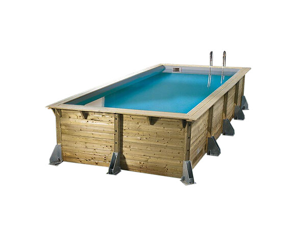 UBBINK - Kit piscine bois Ubbink Azura 5,05 x 3,50 x 1,26 m - Liner beige + Kit margelles - large