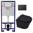 SWISS AQUA TECHNOLOGIES - Swiss Aqua Technologies Pack WC bâti-autoportant + WC sans bride SAT Infinitio + Abattant SoftClose + Plaque noir mat (SMART-BlackInfinitio-M678) - vignette