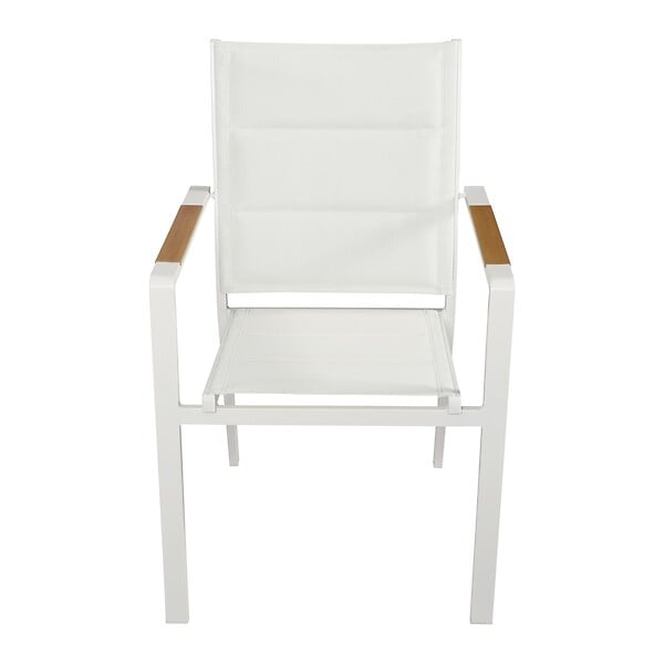 OVIALA - Lot de 2 chaises de jardin en aluminium et textilène blanc - Ciotat - large