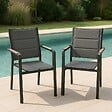 OVIALA - Lot de 2 chaises de jardin en aluminium et textilène gris - Ciotat - vignette