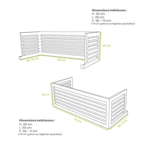 DECOCLIM - Extension hauteur pour caches DECOCLIM blanc taille L - DECOCLIM-23AL9010-PLUS - large