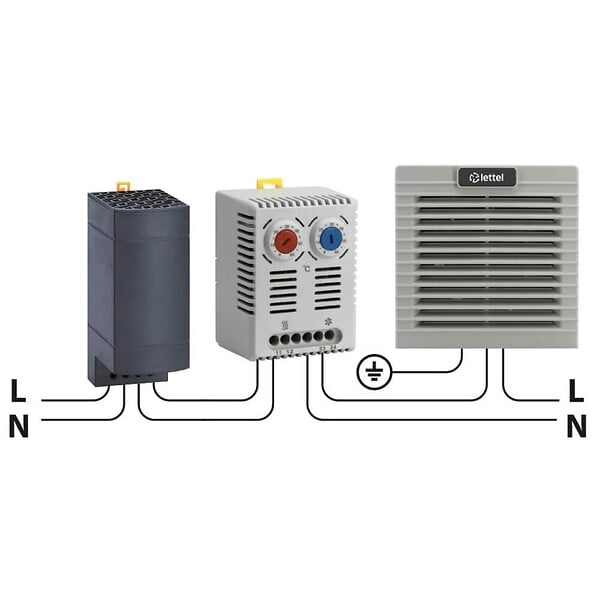LETTEL - Thermostat double chaud/froid pour régulation d'armoire électrique 0-60C - LETTEL - GTA-THRV-0-60 - large