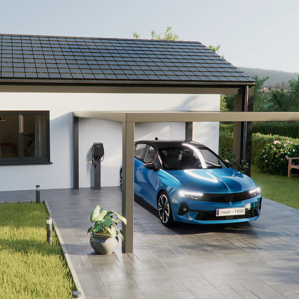 HAGER - Borne de recharge pour voiture électrique Witty One 7 kW avec TIC. RFID et Bluetooth - HAGER - XVR107STI - large