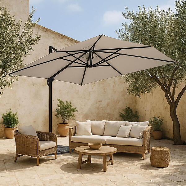 OVIALA - Toile pour parasol déporté 4x3m écru - Caserta - large