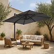 OVIALA - Parasol déporté inclinable et rotatif 4x3m aluminium gris anthracite - Caserta - vignette