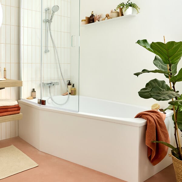 JACOB DELAFON - Tablier bain douche Bastille installation en angle blanc mat - large