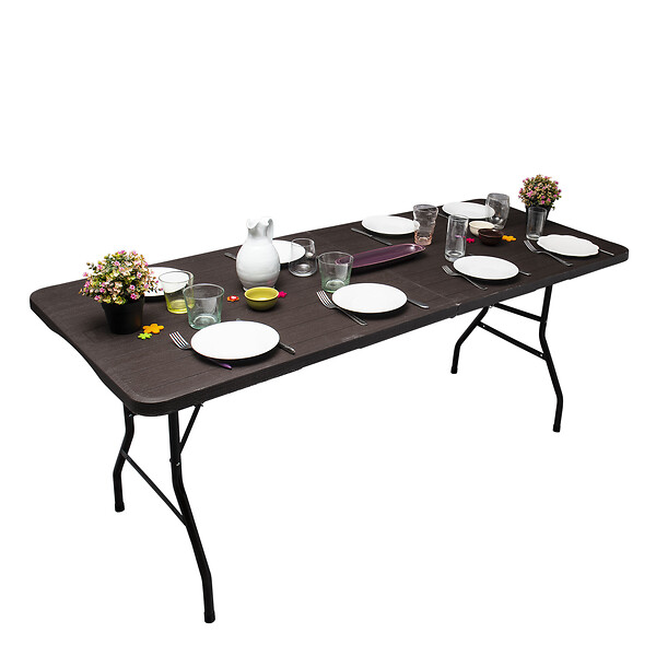 WERKAPRO - Table pliante  aspect bois  180x74x74cm - large