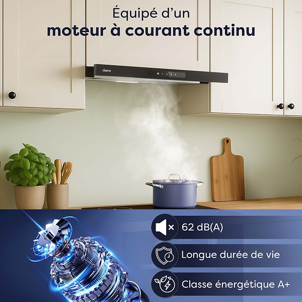 CIARRA - Hotte Tiroir 60cm 580m3/h tactile Recyclage ou Evacuation CD6909AB - large