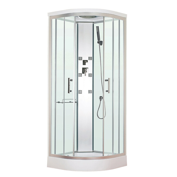 ONDEE - Cabine de douche hydromassante MERIDA - Porte coulissante - quart de cercle 80cm - large