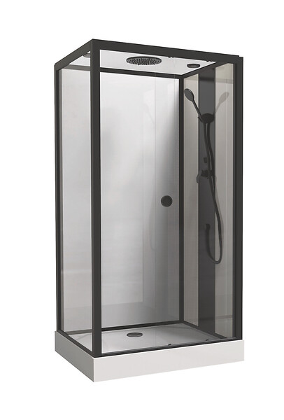 ONDEE - Cabine de douche GONEA - 110 x 80 cm - Accès de face - Profilés aluminium - Noir mat - large