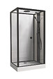ONDEE - Cabine de douche GONEA - 110 x 80 cm - Accès de face - Profilés aluminium - Noir mat - vignette