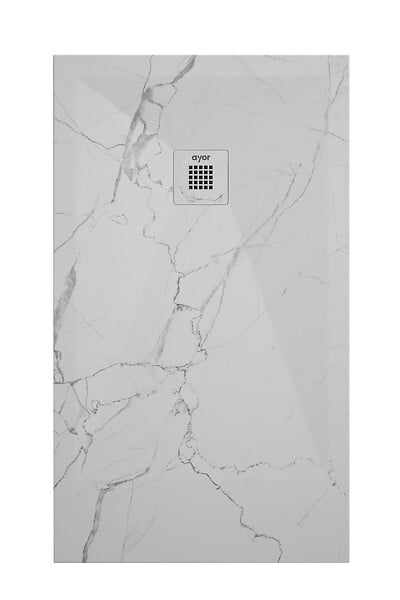 ONDEE - Receveur de douche  NOLA 3 - 80x120x3 - Résine - Marbre blanc - Bonde - Découpable - large