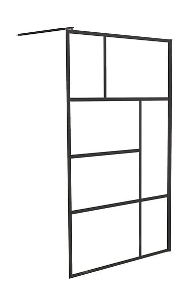ONDEE - Paroi de douche FABRILIA - Verre trempé 8mm - Finition Noir mat - 90x200cm - large
