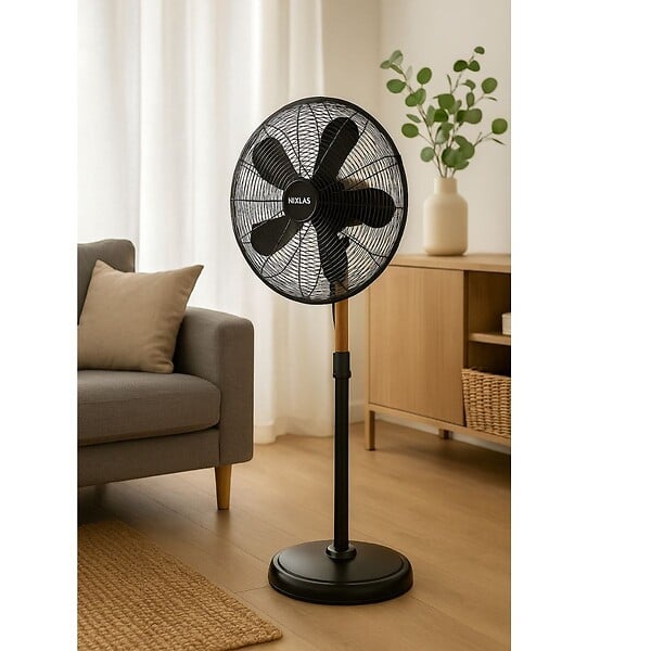 NIKLAS - Ventilateur sur Pied 60W sur Mat en Bois réglable - Ventilateur Portable 3 Vitesses NIKLAS - large