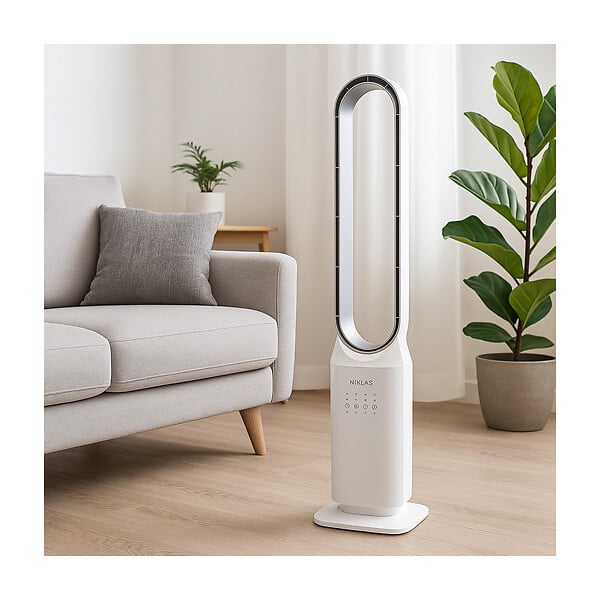 NIKLAS - Ventilateur sans pales à Télécommande 50W Programmable avec Minuterie - Rafraichisseur d'air 3 Vitesses Design Blanc NIKLAS - large
