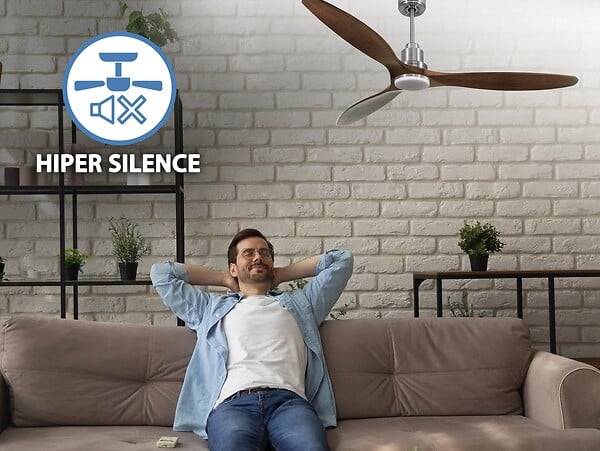 PURLINE - Ventilateur de plafond Réversible  Thermostat Dimmable Wifi Moteur à courant continu Toits en pente Télécommande Lumière à trois tons Hypersilence Mémoire - large