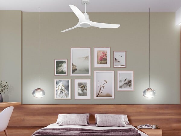 PURLINE - Ventilateur de plafond Réversible  Thermostat Pays vendable Wifi Moteur à courant continu Toits en pente Télécommande Adaptateur 2/3 Lames Hypersilence - large