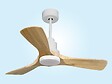 PURLINE - Ventilateur de plafond Réversible  Thermostat Dimmable Wifi Moteur à courant continu Toits en pente Télécommande Lumière à trois tons Hypersilence Mémoire - vignette