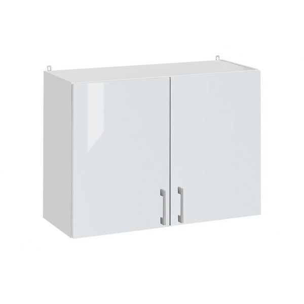 CUISINEANDCIE - Cuisineandcie - Meuble haut de cuisine Eco Blanc Brillant 2 portes L 80 cm - large