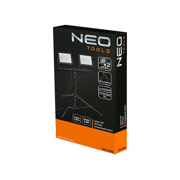NEO TOOLS - Projecteur double 2x100W SMD LED 2x8500lm sur trépied 1,8m avec câble - NEO TOOLS - 99-096 - large