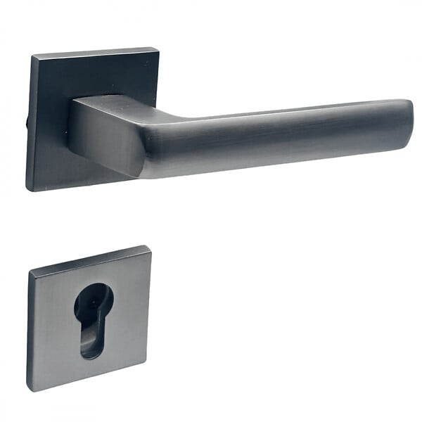 SECURY-T - Poignées de porte sur rosace canon de fusil / anthracite carré - Modèle Fabrizia Trou de cylindre i - large