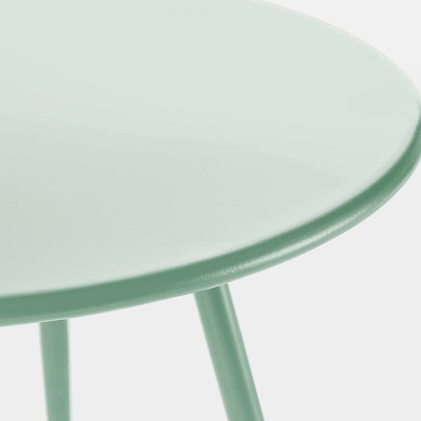 OVIALA - Table basse de jardin ronde en métal vert sauge 50 cm - Palavas - large