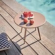 OVIALA - Table basse de jardin ronde en métal taupe 40 cm - Palavas - vignette