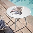 OVIALA - Table basse de jardin ronde en métal blanc 50 cm - Palavas - vignette
