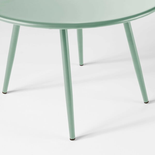 OVIALA - Table basse de jardin ronde en métal vert sauge 40 cm - Palavas - large