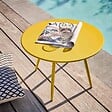 OVIALA - Table basse de jardin ronde en métal jaune 50 cm - Palavas - vignette