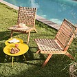 OVIALA - Table basse de jardin ronde en métal jaune 50 cm - Palavas - vignette