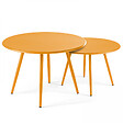 OVIALA - Table basse de jardin ronde en métal jaune 50 cm - Palavas - vignette