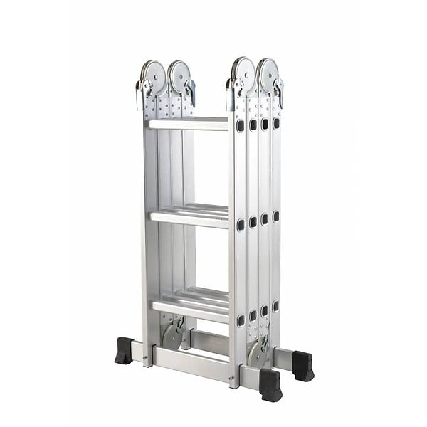 SECURY-T - Échelle Multifonction Pliable 4x5 marches 6 en 1 - 5.7m - 100% aluminium - Avec plateforme échafaudage - large