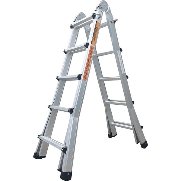 SECURY-T - Échelle articulée et télescopique pliante en aluminium 4x5 marches 4,96m - large