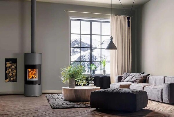 GODIN - Poêle bois bûche GODIN Terrasson 8Kw - Gris - 400230 - large