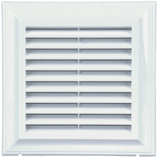 BLAUBERG - Grille de ventilation plastique blanc à ailettes inclinées DECOR avec moustiquaire - LxH (mm): 185 x 185 rac Ø 150 - large