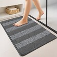 VOUNOT - Lot de 2 Tapis de Bain Antidérapant chenille microfibre 60x90cm gris - vignette