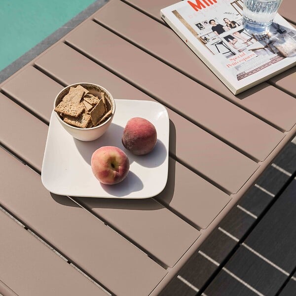OVIALA - Table basse de jardin acier taupe 90 x 50 cm - Palavas - large