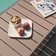 OVIALA - Table basse de jardin acier taupe 90 x 50 cm - Palavas - vignette