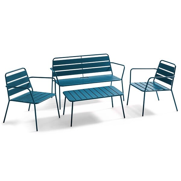 OVIALA - Table basse de jardin acier bleu pacific - Palavas - large