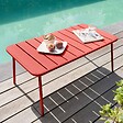 OVIALA - Table basse de jardin acier rouge 90 x 50 cm - Palavas - vignette