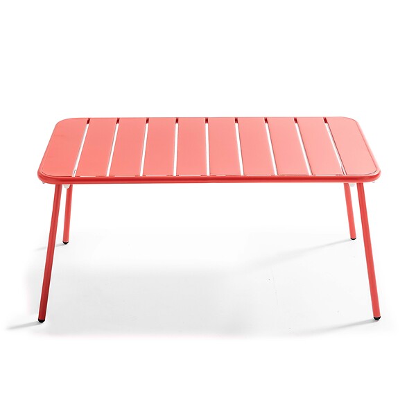 OVIALA - Table basse de jardin acier rouge 90 x 50 cm - Palavas - large