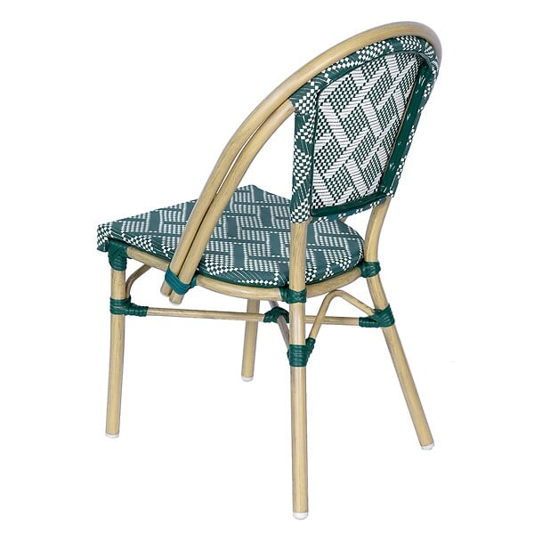 OVIALA - Chaise de terrasse style bistrot parisien en aluminium vert foncé - Concorde - large