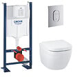 GROHE - Grohe Pack WC Bâti support Grohe Rapid SL + Cuvette sans bride Grohe Euro Ceramic, Blanc + plaque de déclenchement: Chrome (39536000) - vignette